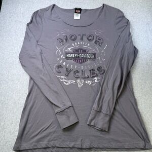 Harley-Davidson Women's Long Sleeve Shirt XXL Purple/Grey Graphic Top Georgia